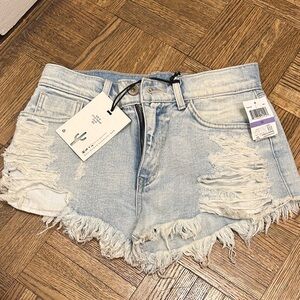 Pistola Frayed Light Blue Jean Shorts